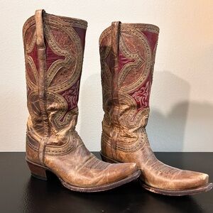 Lucchese Brown and Red Western Boots